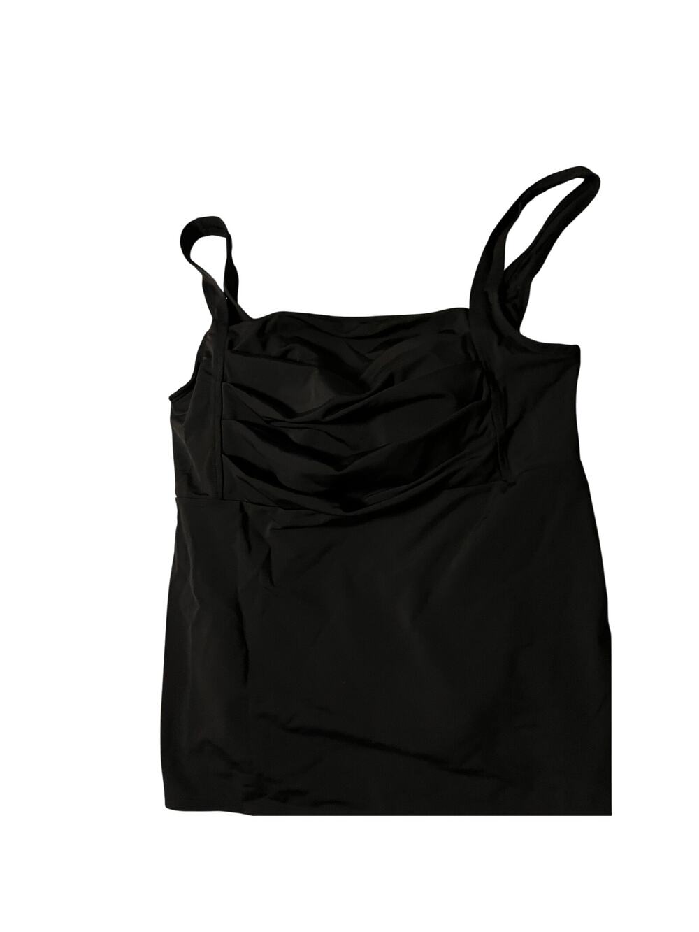Merona XL Black Tankini Swim Top Women's Swimwear Ruched Tummy Control Padded